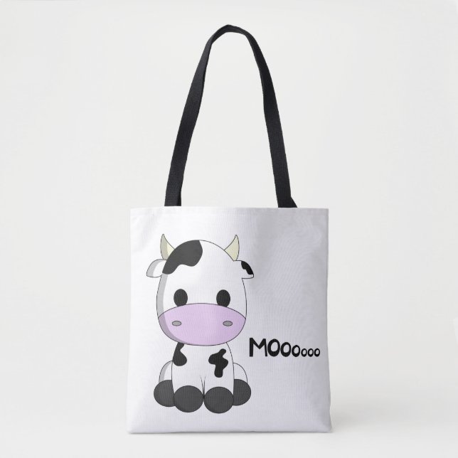 Tote Bag Bande dessinée mignonne de vache à bébé (Devant)