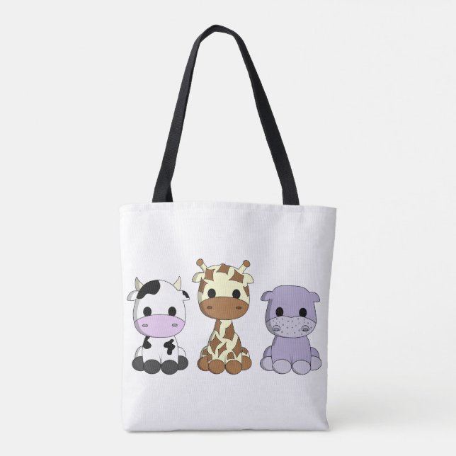 Tote Bag Bande dessinée mignonne d'hippopotame de girafe de (Dos)