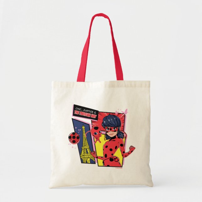 Tote Bag Bande dessinée Miraculaire Ladybug Parisienne (Devant)