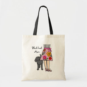 Tote Bag Bande dessinée noire de jupe de Labrador et de