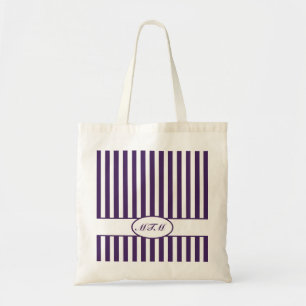 Tote Bag Bandes automnales pourpres avec monogramme