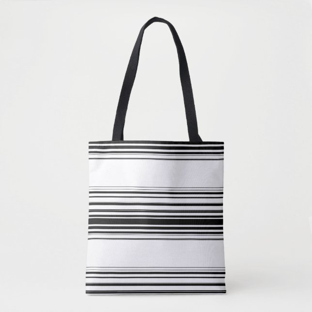 Tote Bag Bandes blanches noires modernes (Devant)