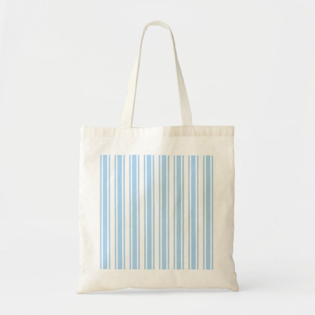 Tote Bag Bandes de bonbons bleu pâle et blanc (Devant)