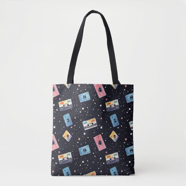 Tote Bag Bandes de cassettes rétro dans l'espace cosmique (Devant)