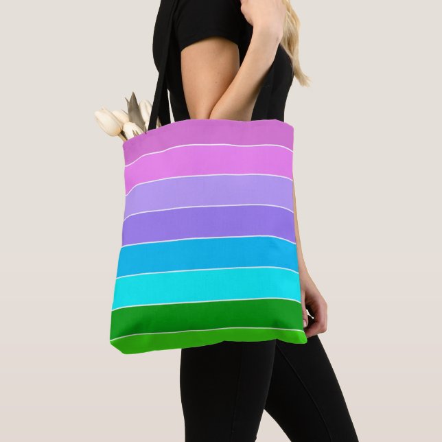 Tote Bag Bandes de couleurs de sirène (De près)