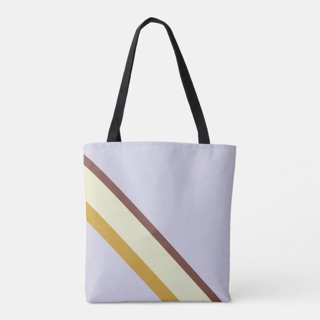 Tote Bag Bandes de couleurs naturelles sur lilas bleu pâle (Dos)