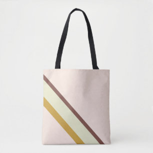 Tote Bag Bandes de couleurs naturelles sur rose pastel pâle