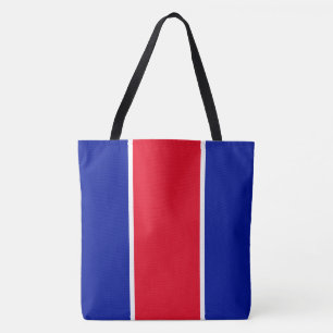 Tote Bag Bandes de course sportives rouge vif blanc bleu ro
