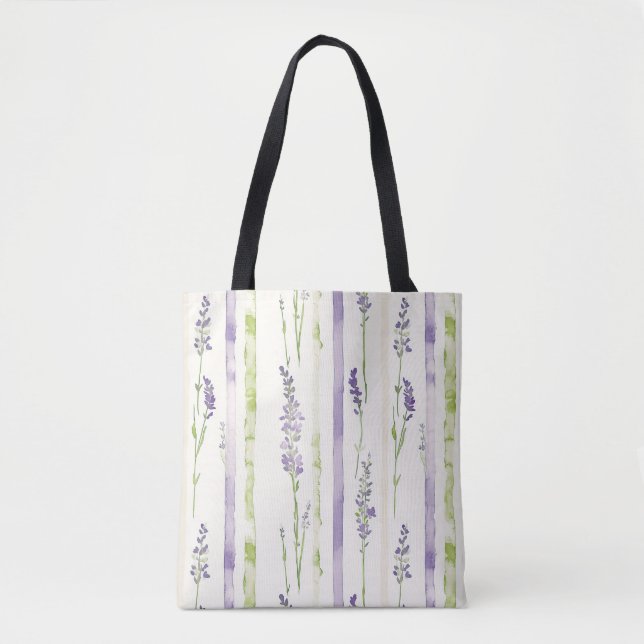 Tote Bag Bandes de lavande Floral   (Devant)