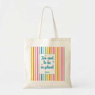 Tote Bag Bandes de nom modernes citation scolaire colorée 