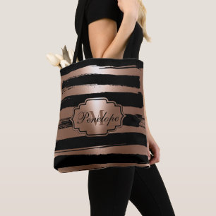Tote Bag Bandes de pinceau rose or