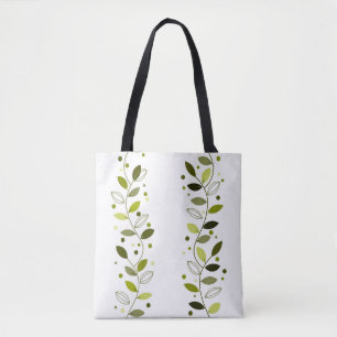 Tote Bag Bandes de vigne décoratives (Vert et Blanc Sage)