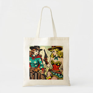 Tote Bag Bandes dessinées de cowgirl western vintage
