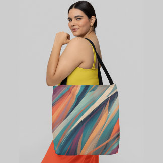 Tote Bag bandes diagonales Abstraites et colorées