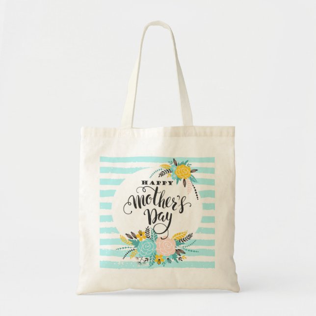 Tote Bag Bandes Et Fleurs (Devant)