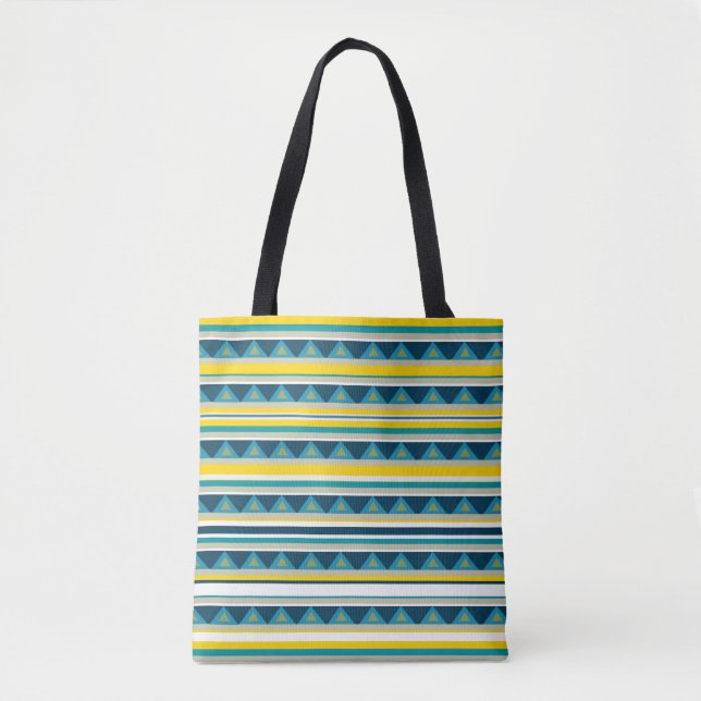 Tote Bag Bandes et triangles (Devant)