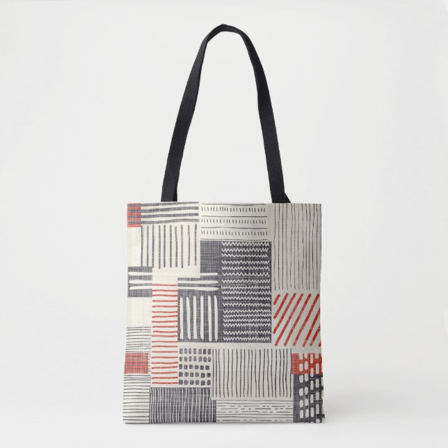 Tote Bag Bandes géométriques dessinées à la main, motif san (Devant)