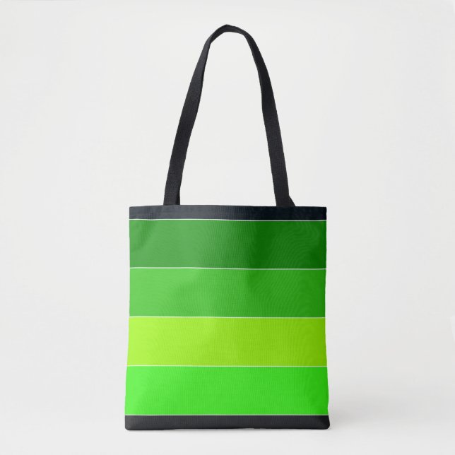 Tote Bag Bandes horizontales noires vertes (Devant)