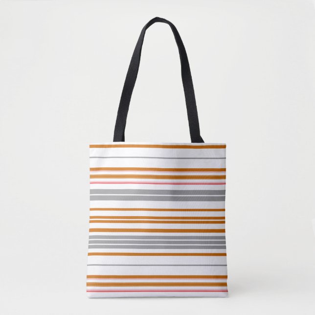 Tote Bag Bandes marron gris mignonne (Devant)