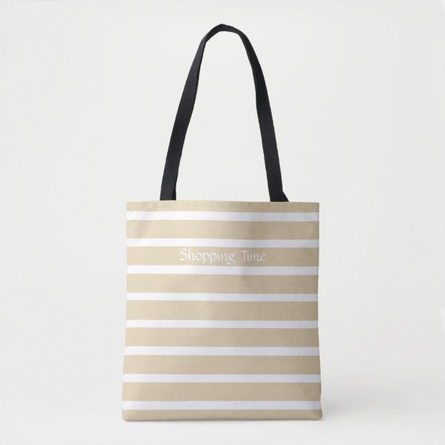 Tote Bag Bandes neutres en ivoire (Devant)