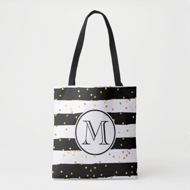 Tote Bag Bandes noires et blanches (Devant)
