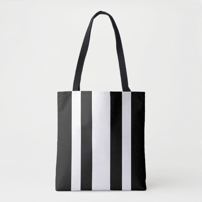 Tote Bag Bandes Noires Et Blanches (Devant)
