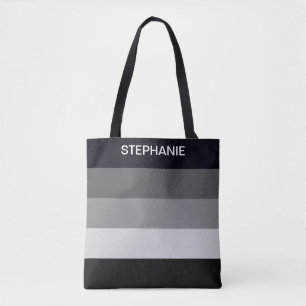 Tote Bag Bandes noires et blanches avec monogrammed