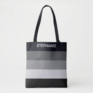 Tote Bag Bandes noires et blanches avec monogrammed