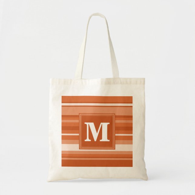 Tote Bag Bandes orange monogrammes (Devant)
