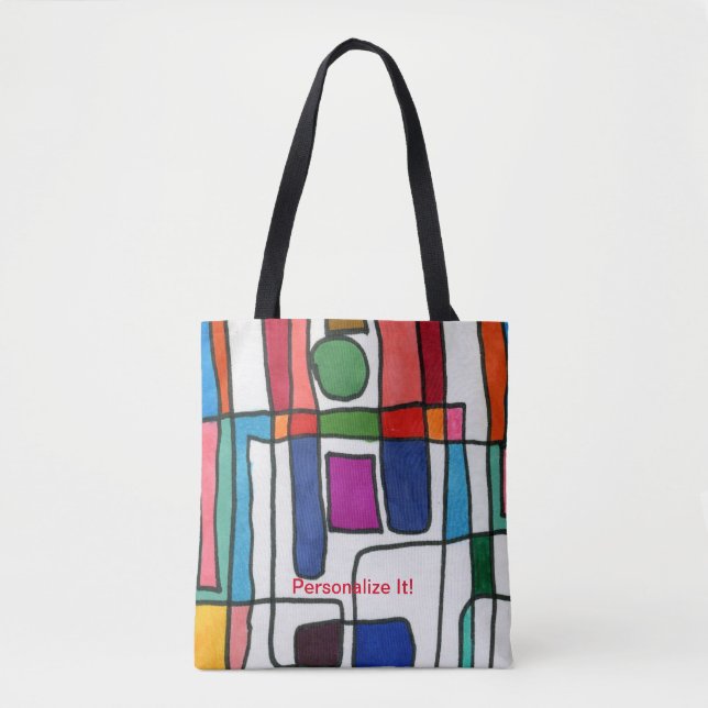 Tote Bag Bandes rectangulaires chaudes et cool avec accent  (Devant)