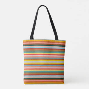 Tote Bag Bandes rétro horizontales colorées