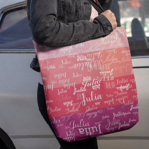 Tote Bag bandes roses. créez un motif rosâtre de noms