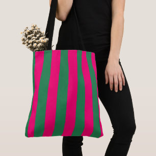 Tote Bag Bandes roses et vertes