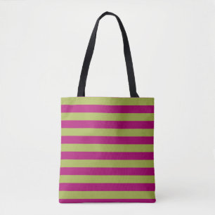 Tote Bag Bandes roses et vertes