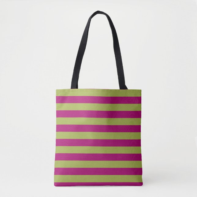 Tote Bag Bandes roses et vertes (Devant)
