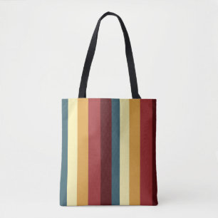 Tote Bag Bandes rouges, turquoises et jaunes