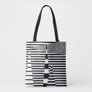 Tote Bag Bandes sur bandes en noir et blanc