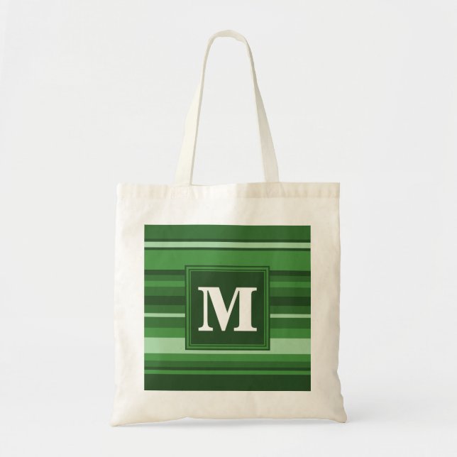 Tote Bag Bandes vertes monogrammes (Devant)