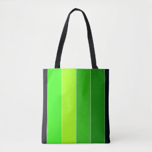 Tote Bag Bandes verticales noires vertes