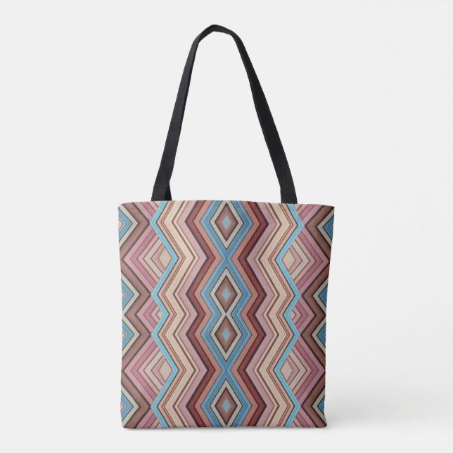 Tote Bag Bandes Zag Abstraites multicolores (Dos)