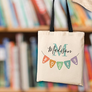 Tote Bag Bannière de jonction de livres de monogrammes mign
