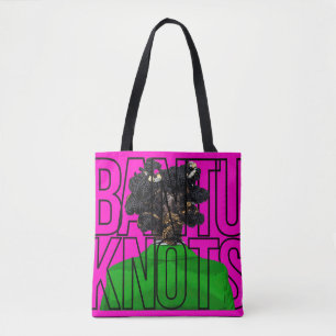 Tote Bag Bantu Knots en rose et vert
