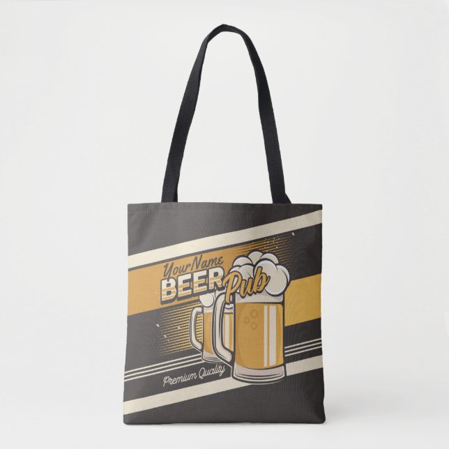 Tote Bag Bar de pub de bière froide Premium personnalisé (Devant)