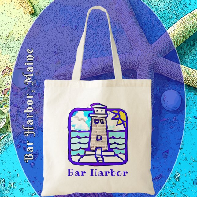Tote Bag Bar Harbour Maine Lighthouse et Ocean Waves Bag (Créateur téléchargé)