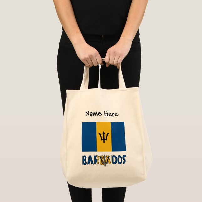 Tote Bag Barbade Drapeau barbadien Personnalisation noire (Devant (produit))