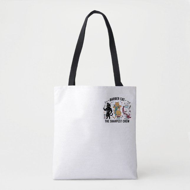 Tote Bag Barber Cat Sharpest Crew - Premium Artistic Tote B (Devant)