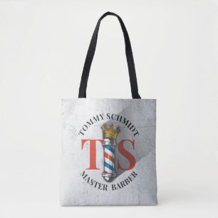 Tote Bag Barber Hair Shop King Crown Barber Pole Hair Salon