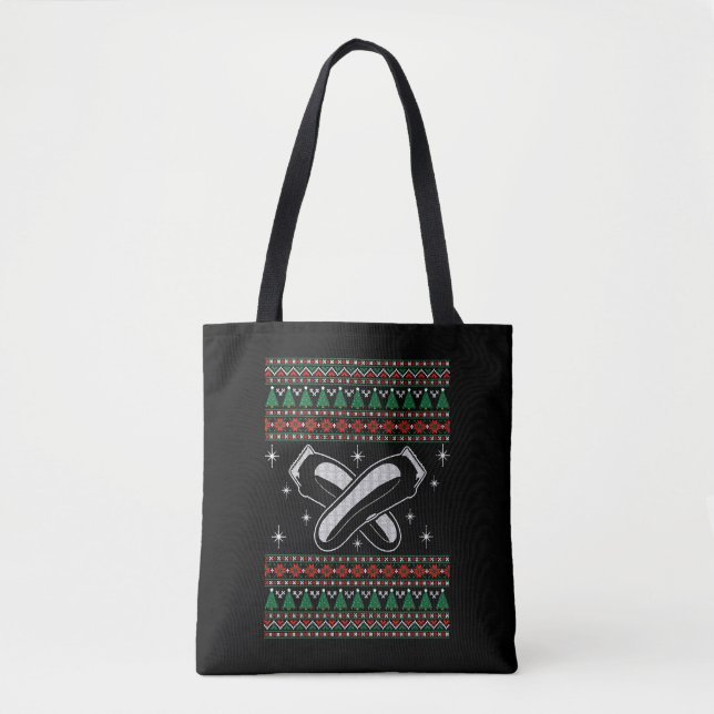 Tote Bag Barber Ugly Christmas Sweater Xmas (Devant)