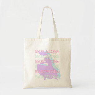 Tote Bag Barcelone Art Voyage, Espagne Art, Pastel, Vert