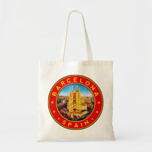 Tote Bag Barcelone, Espagne, cercle, rouge